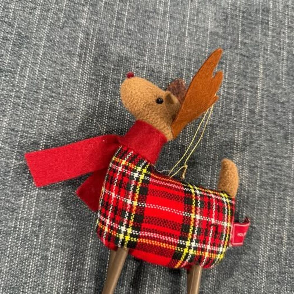 Jeffrey & James Plaid Reindeer Christmas Ornament